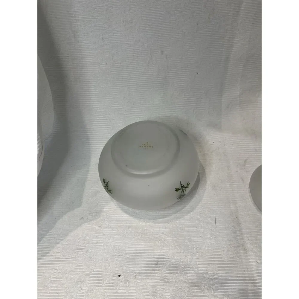 Viking USA‎ Frosted Glass Jar Bell Lid Floral Design Crystal